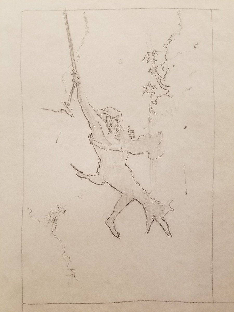 Tarzan Poster Concept, Jane Holding Tarzan as He Hangs by John Alvin 