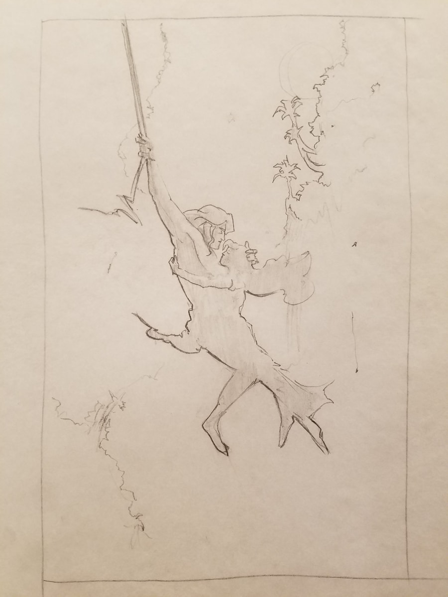 Tarzan Poster Concept, Jane Holding Tarzan as He Hangs by John Alvin, Image 1.