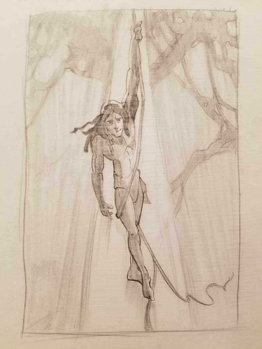 Tarzan Poster Concept, Tarzan Hanging From Vine by John Alvin, Image 1.