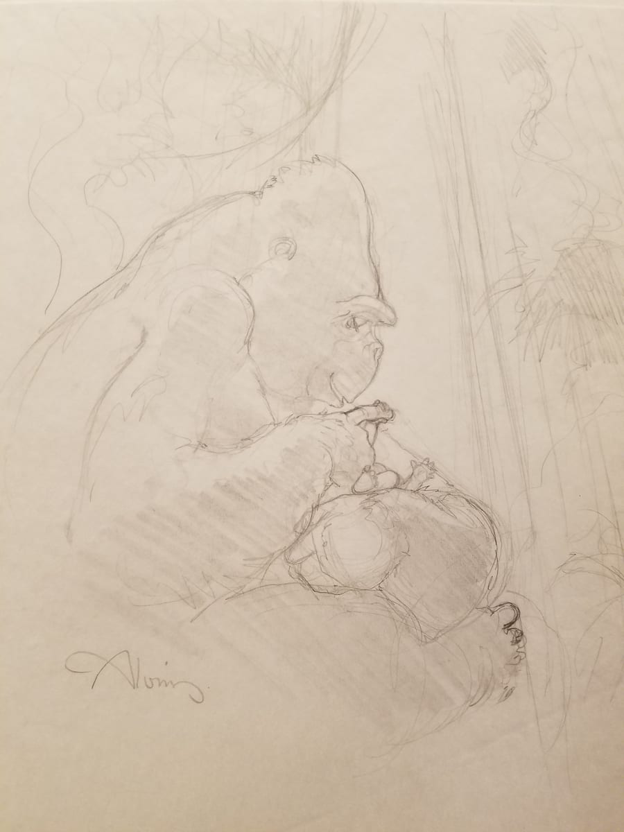 Tarzan Poster Concept, Kala Cradling Baby Tarzan by John Alvin, Image 1.