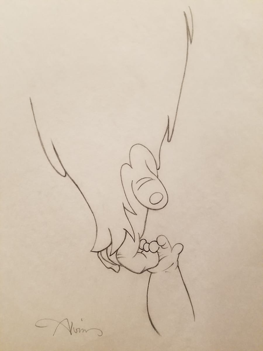 Tarzan Poster Concept, Kala's Hand Holding Baby Tarzan by John Alvin, Image 1.