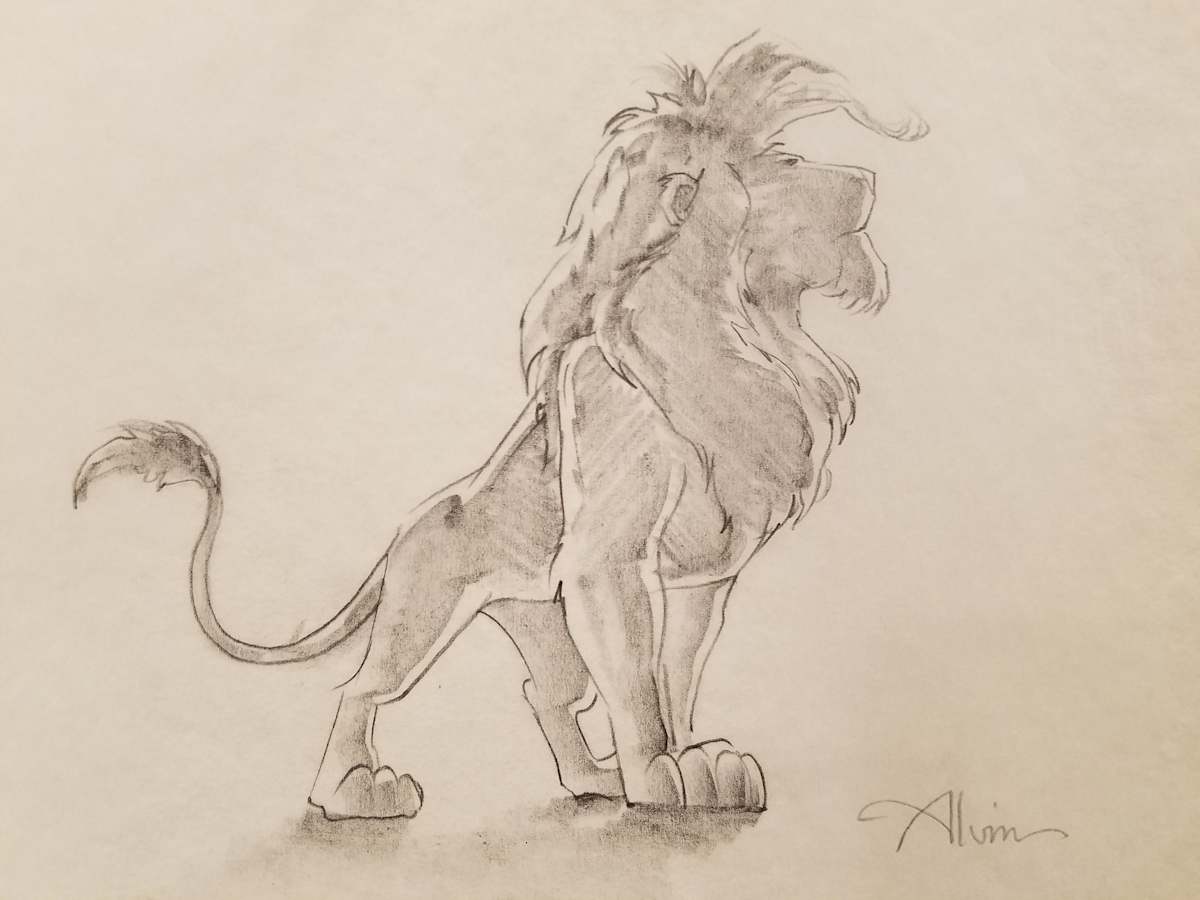 The Lion King IMAX Poster Concept Art, Simba Standing Facing Right, "1" by John Alvin, Image 1.
