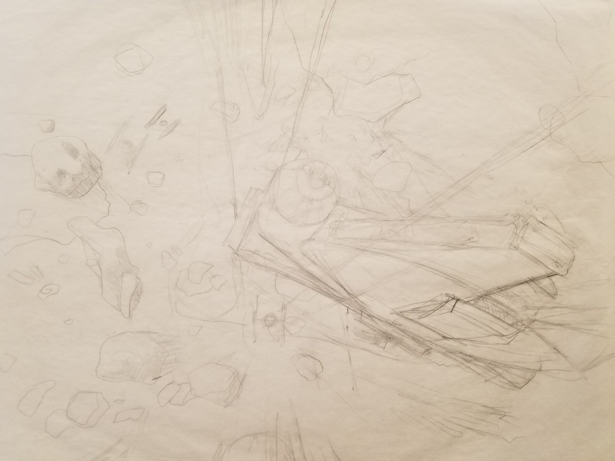 Star Wars DVD Special Edition Interior Cover Art, Millennium Falcon & TIE Fighters by John Alvin 