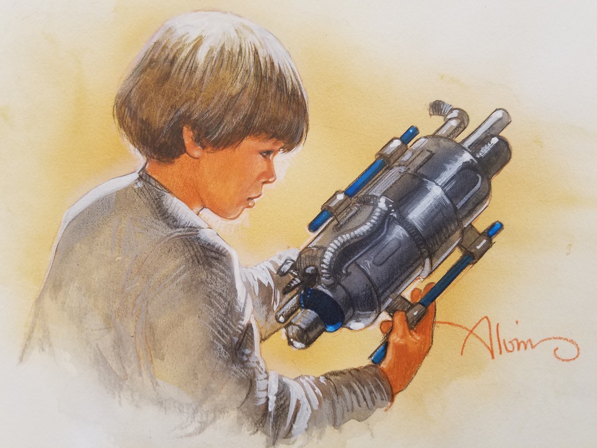Star Wars Anakin's Fate Interior Art, Anakin & Podracer Part, Color Comp by John Alvin 