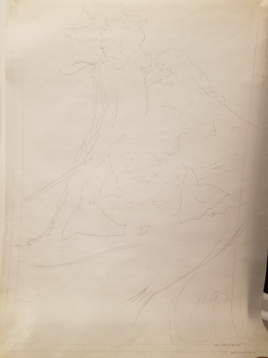 Willow Poster Concept, Outline Sketch of Main Cast by John Alvin 