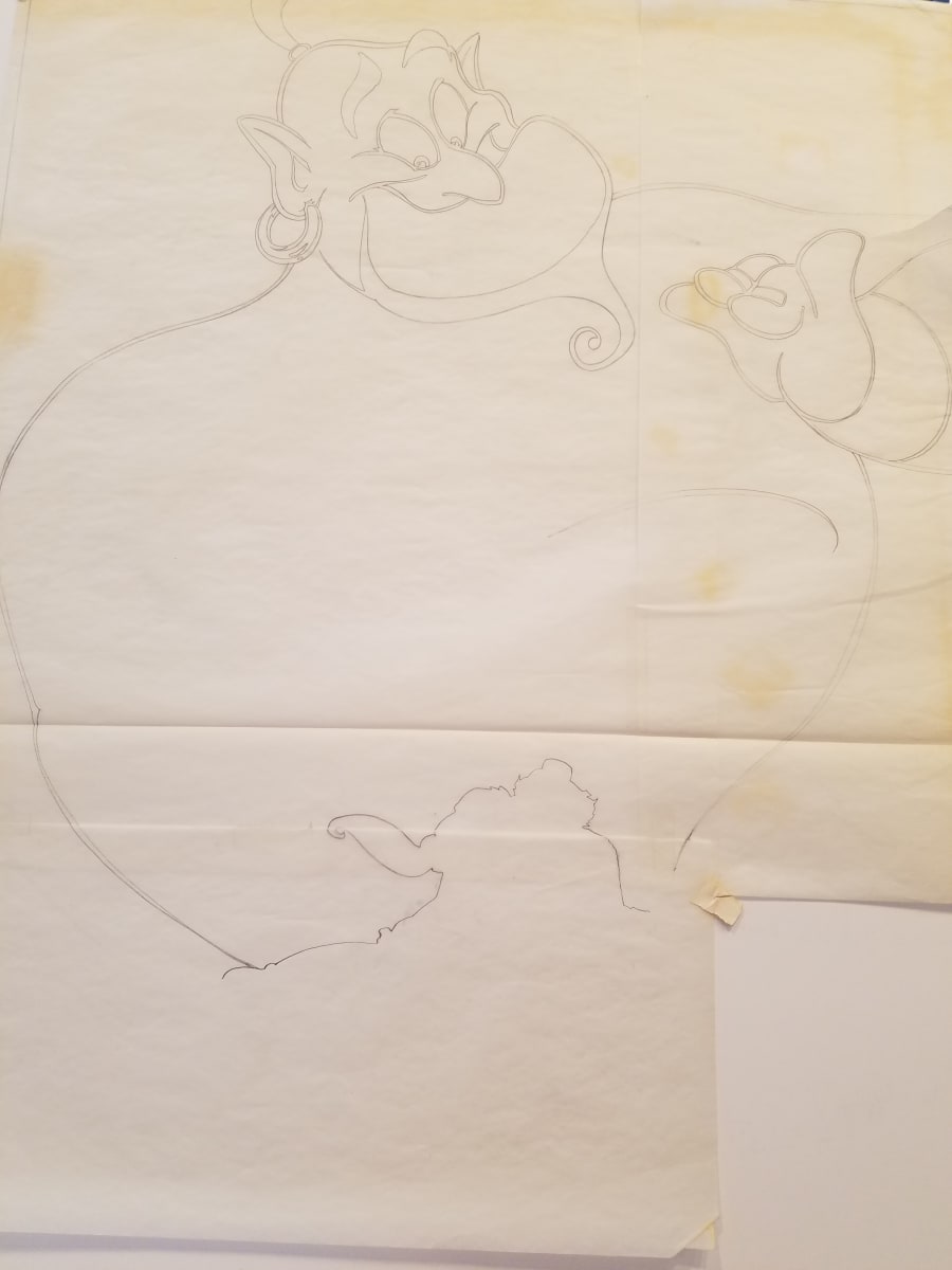 Aladdin Genie Transfer Drawing for International One Sheet by John Alvin, Image 1.