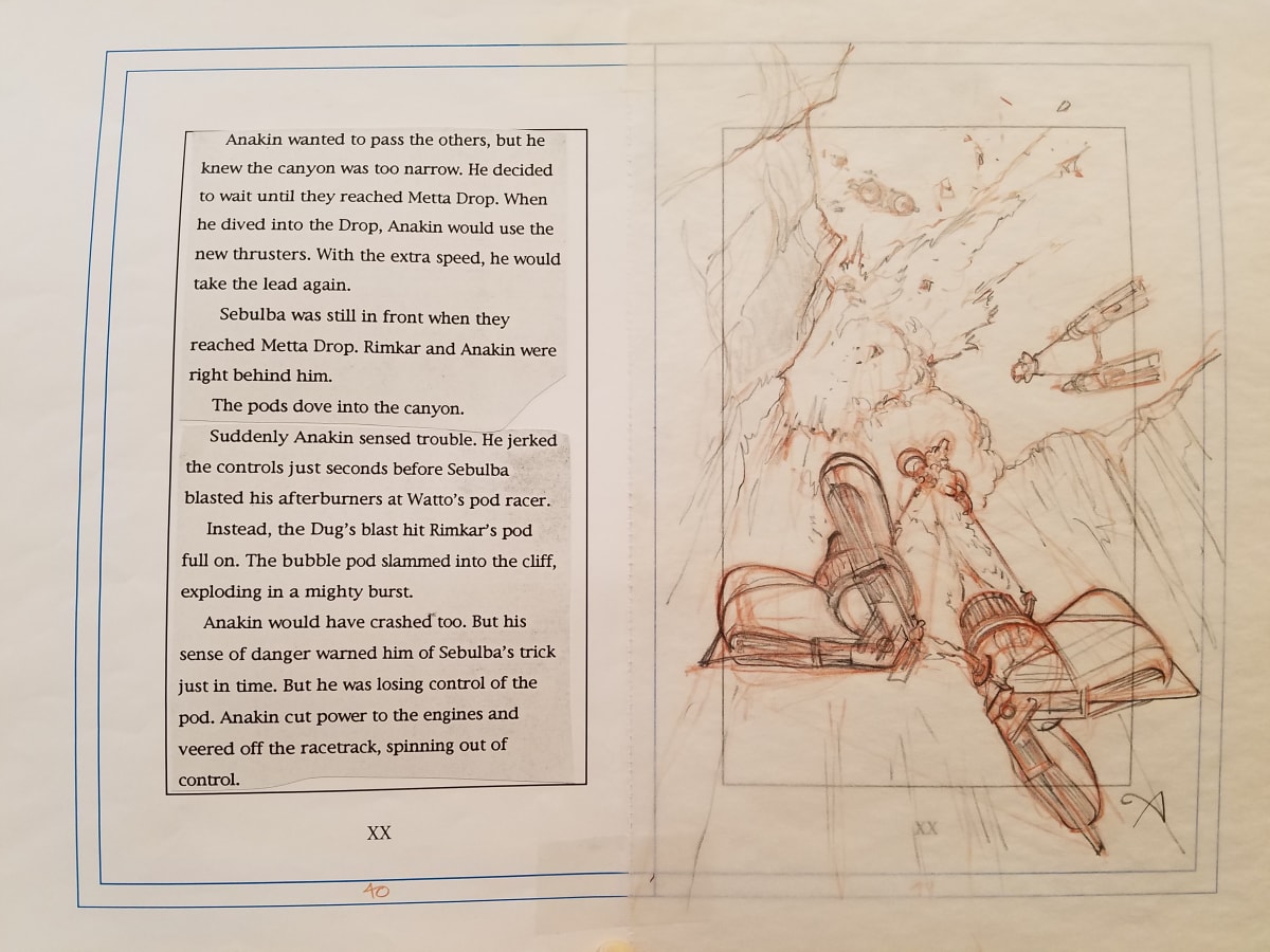 Star Wars Anakin's Fate Page Layout Red Pencil pg 41 by John Alvin, Image 1.