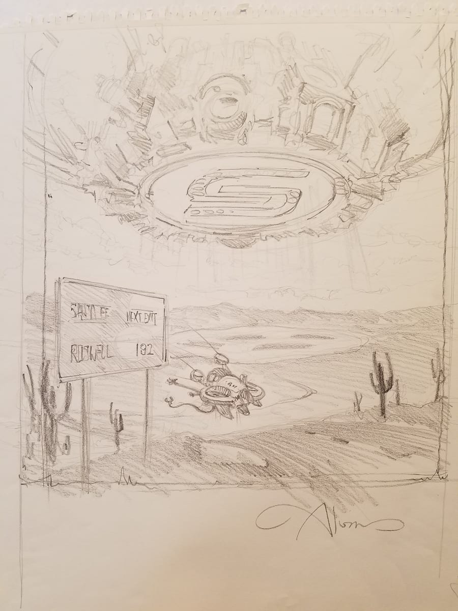 Santa Fe Film Festival 2007 Sketch Used for Final Poster by John Alvin, Image 1.