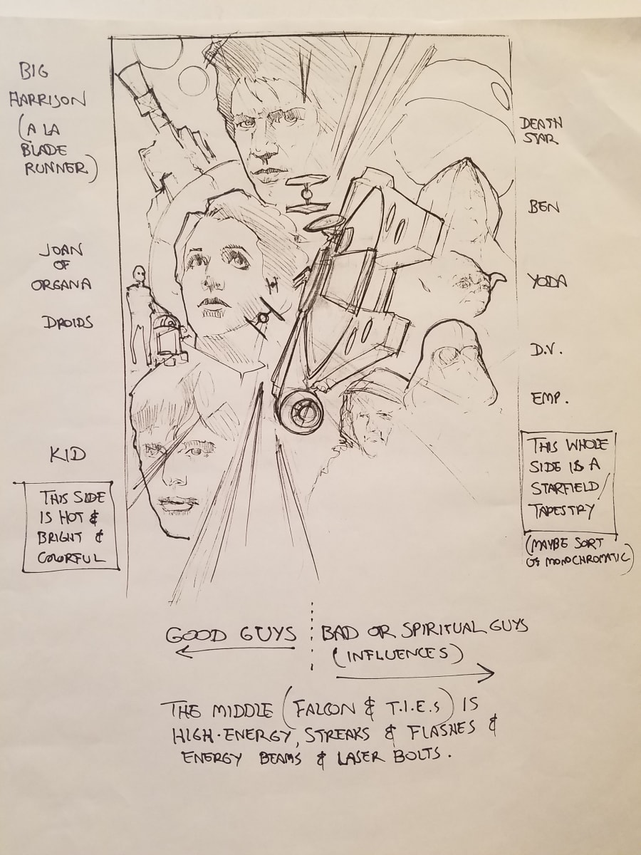 Star Wars Original Trilogy VHS Cover for Box Set, Notes and Concept Sketches (1 - 4) by John Alvin, Image 4.