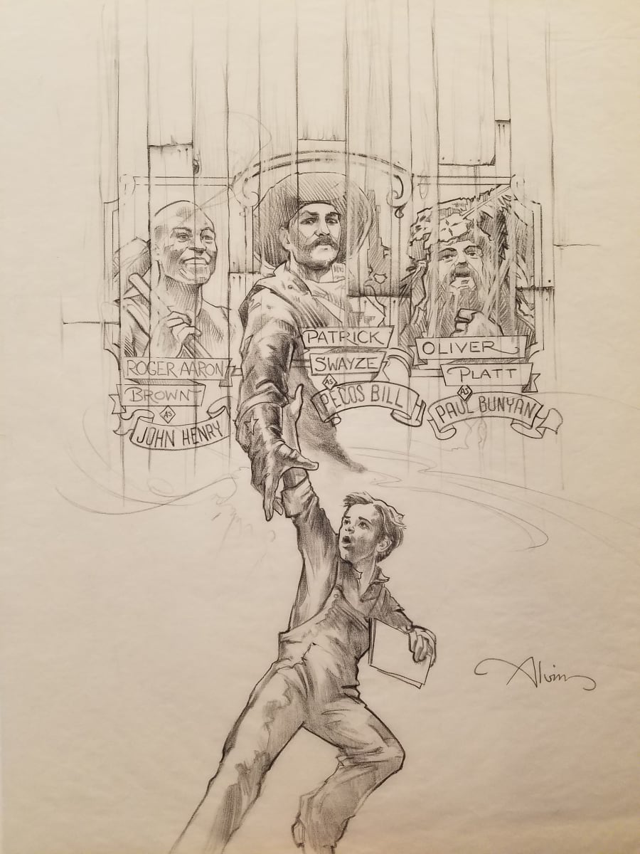 Tall Tale Poster Concept Art, Three Named Men & Boy, Image 1.