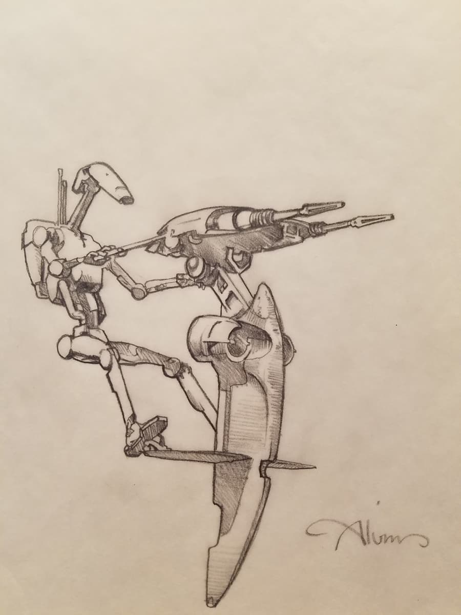 Star Wars Concept Art for Hasbro Board Game: Droid on Speeder, Image 1.