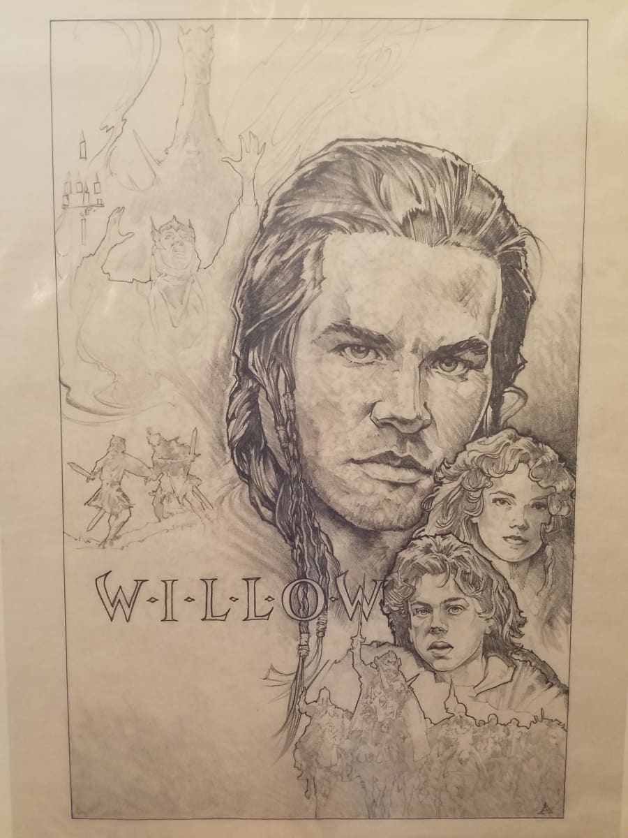 Willow Poster Concept, Character Busts on Right, Title and Smaller Characters on Left, Image 1.