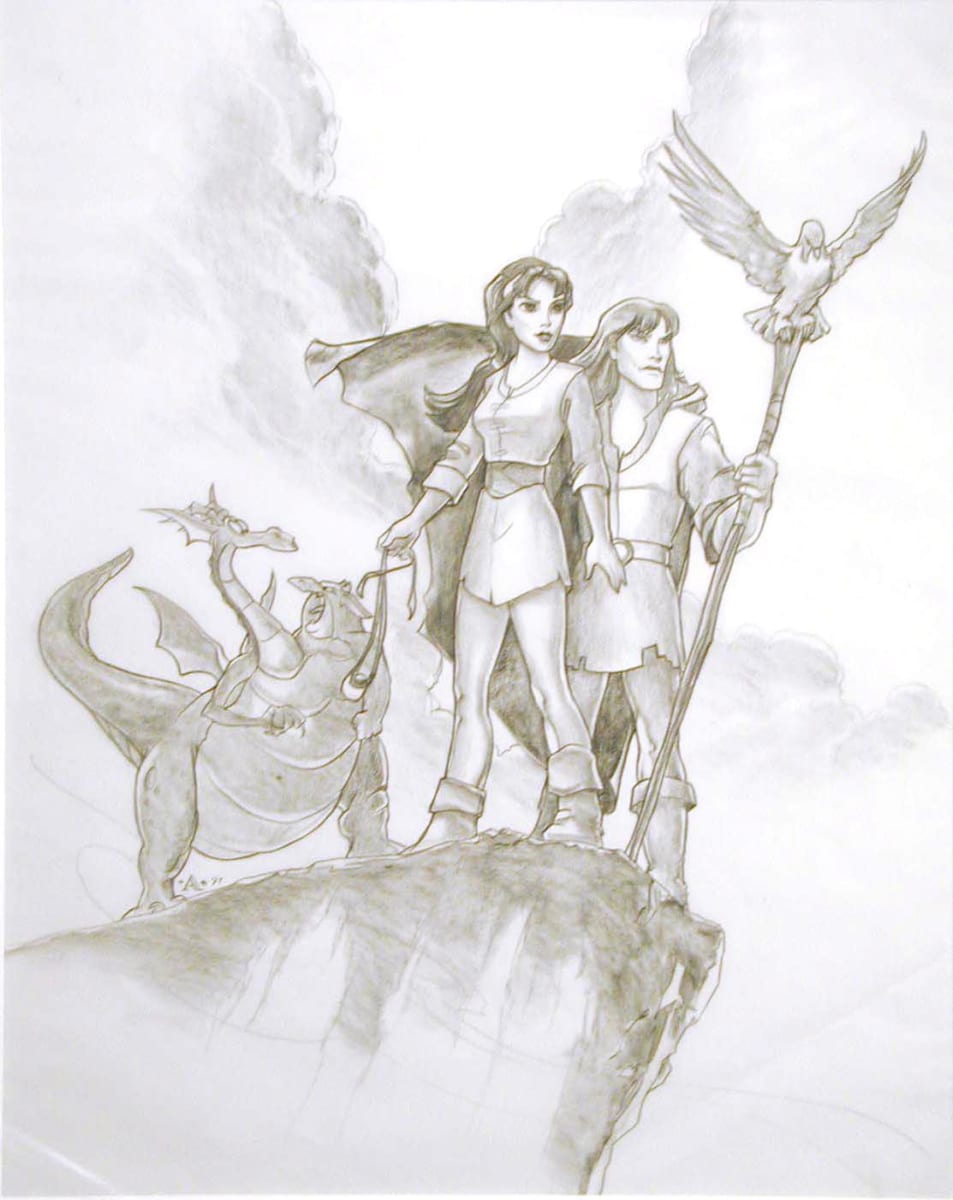 Quest for Camelot Poster Concept, Kaylee, Garrett, Eagle on Staff by John Alvin, Image 1.