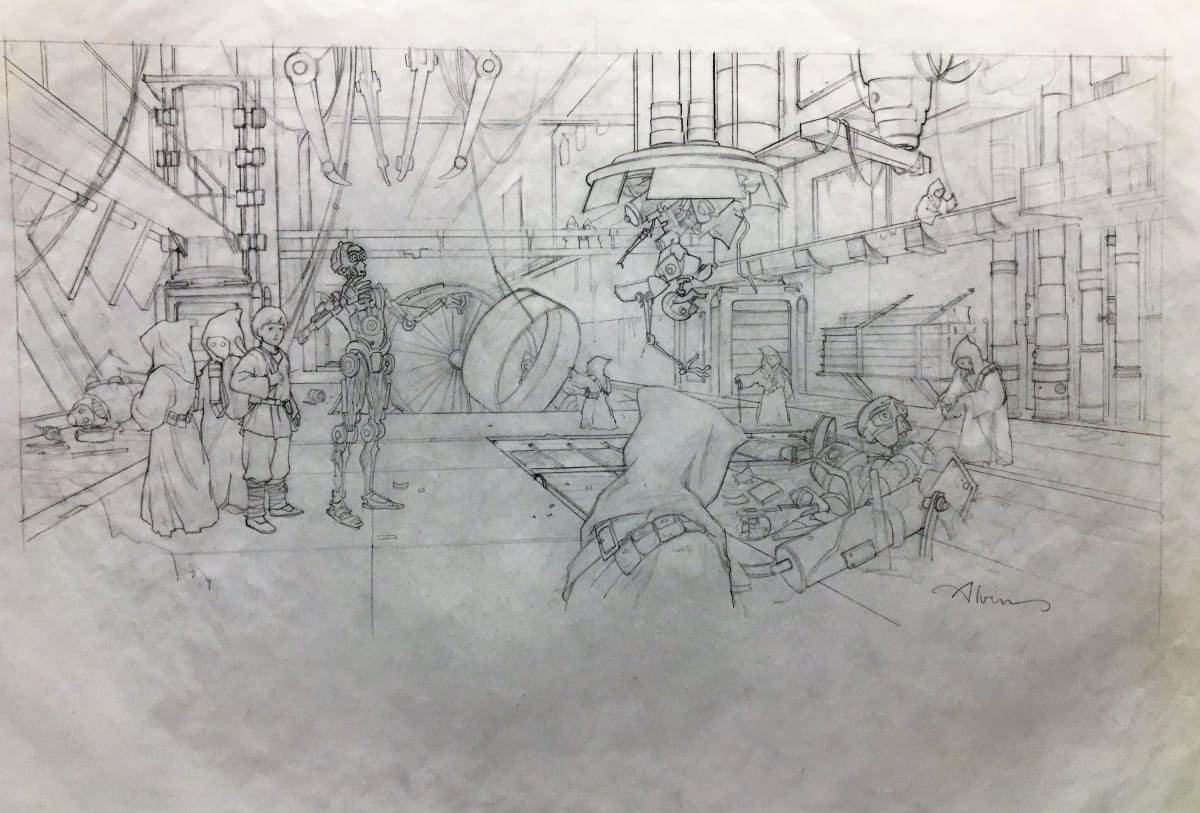 Star Wars Anakin's Fate Interior Art, Anakin in Workshop by John Alvin, Image 1.