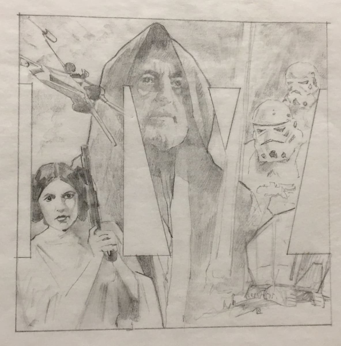 Star Wars Original Trilogy VHS Cover for A New Hope by John Alvin, Image 1.