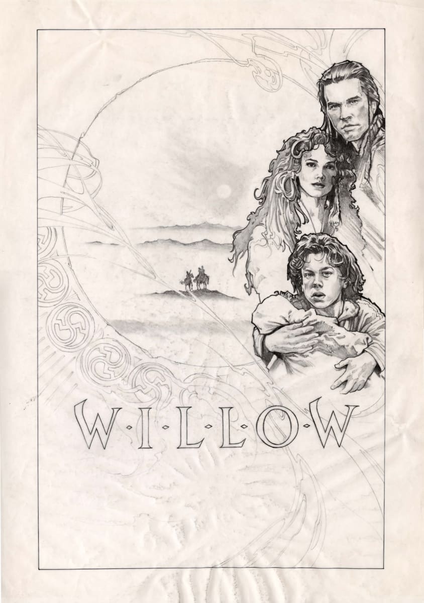 Willow Poster Concept, Circle Border with Characters on Right by John Alvin, Image 1.