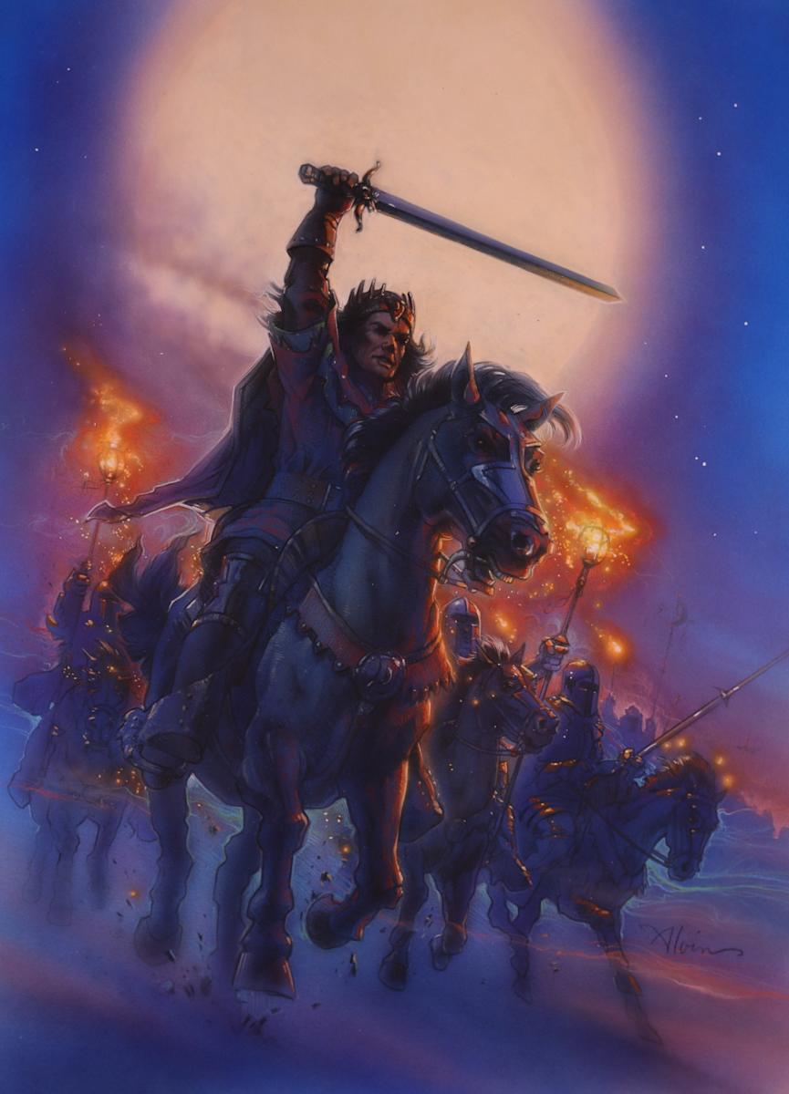 The Dragon Princess Evil King Leading Charge in Moonlight by John Alvin 