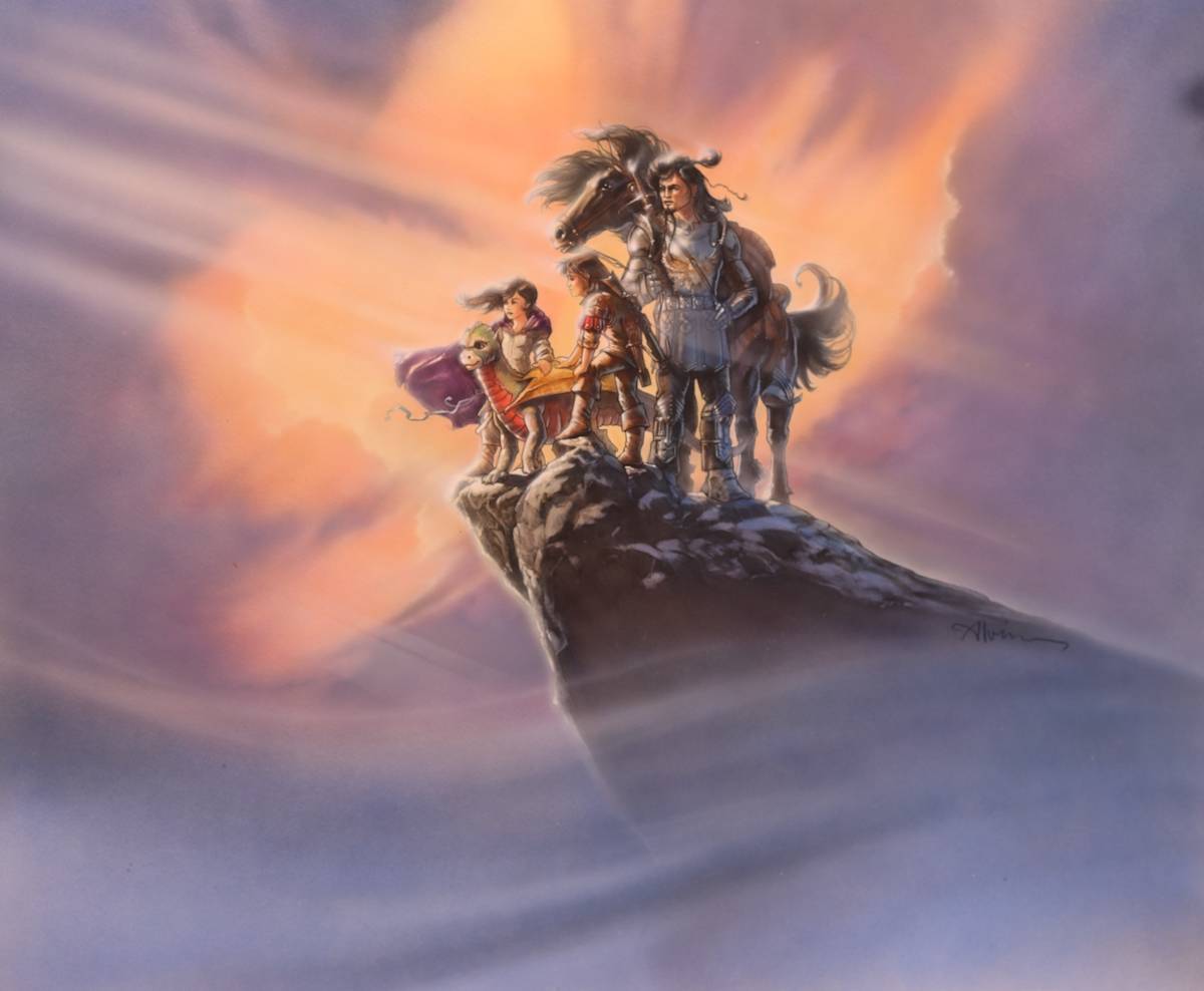 The Dragon Princess , Hero, Boy, Girl, and Baby Dragon on Cliff by John Alvin, Image 2.