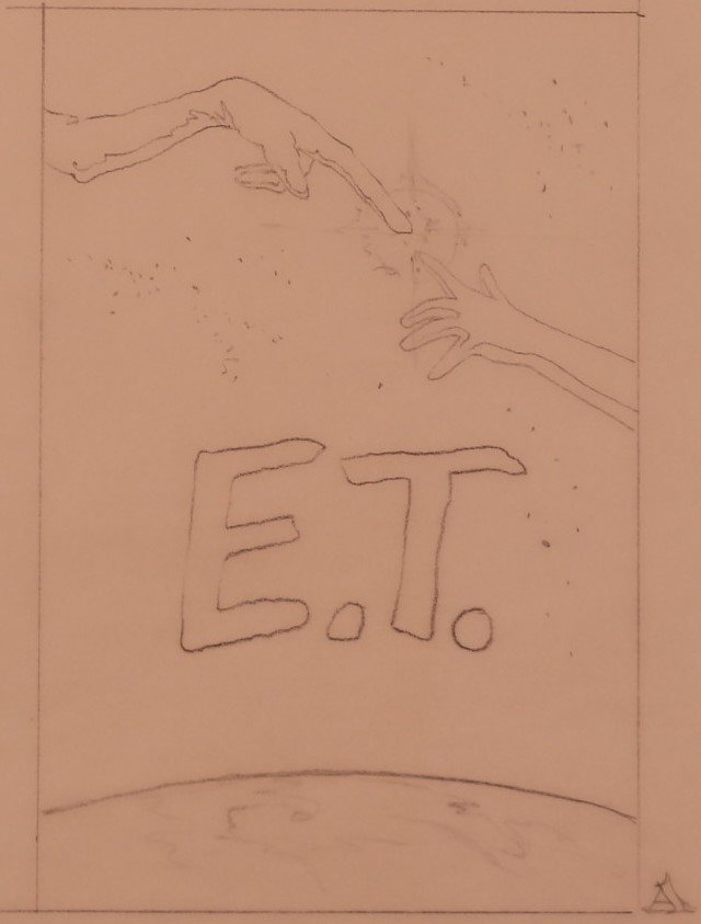 E.T. the Extra-Terrestrial Poster Layout and Logo Concepts by John Alvin 