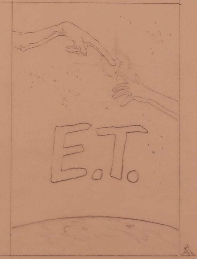 E.T. the Extra-Terrestrial Poster Layout and Logo Concepts by John Alvin, Image 3.