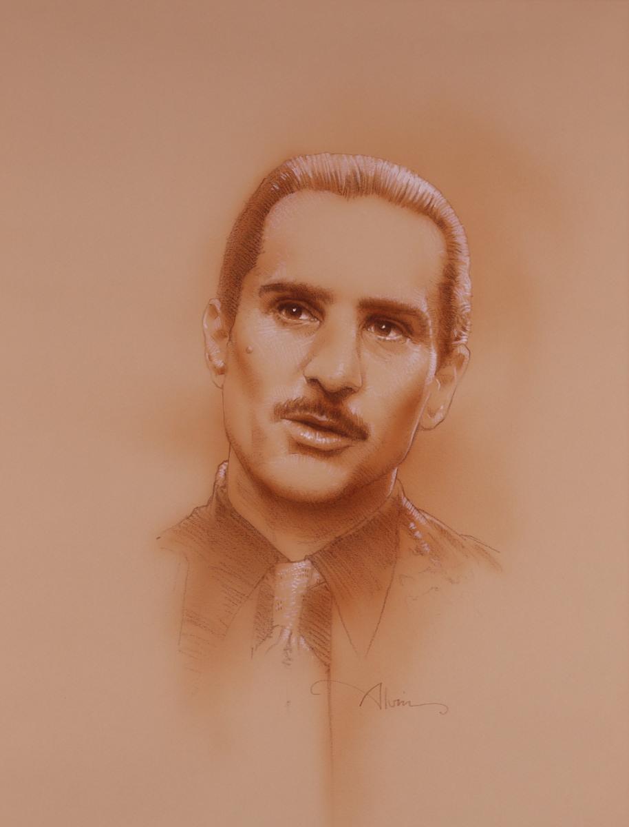 The Godfather Part II Vito Corleone: Sepia Portrait by John Alvin 