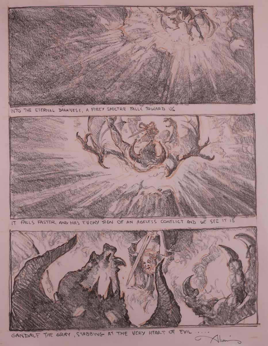 The Lord of the Rings, Gandalf Versus Balrog Storyboard Style Sketch by John Alvin, Image 2.