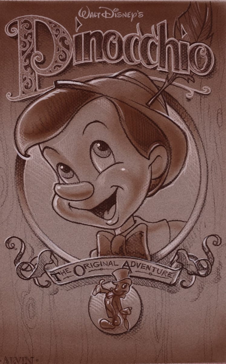Pinocchio Rerelease Poster Concept, Pinocchio & Jiminy by John Alvin, Image 2.