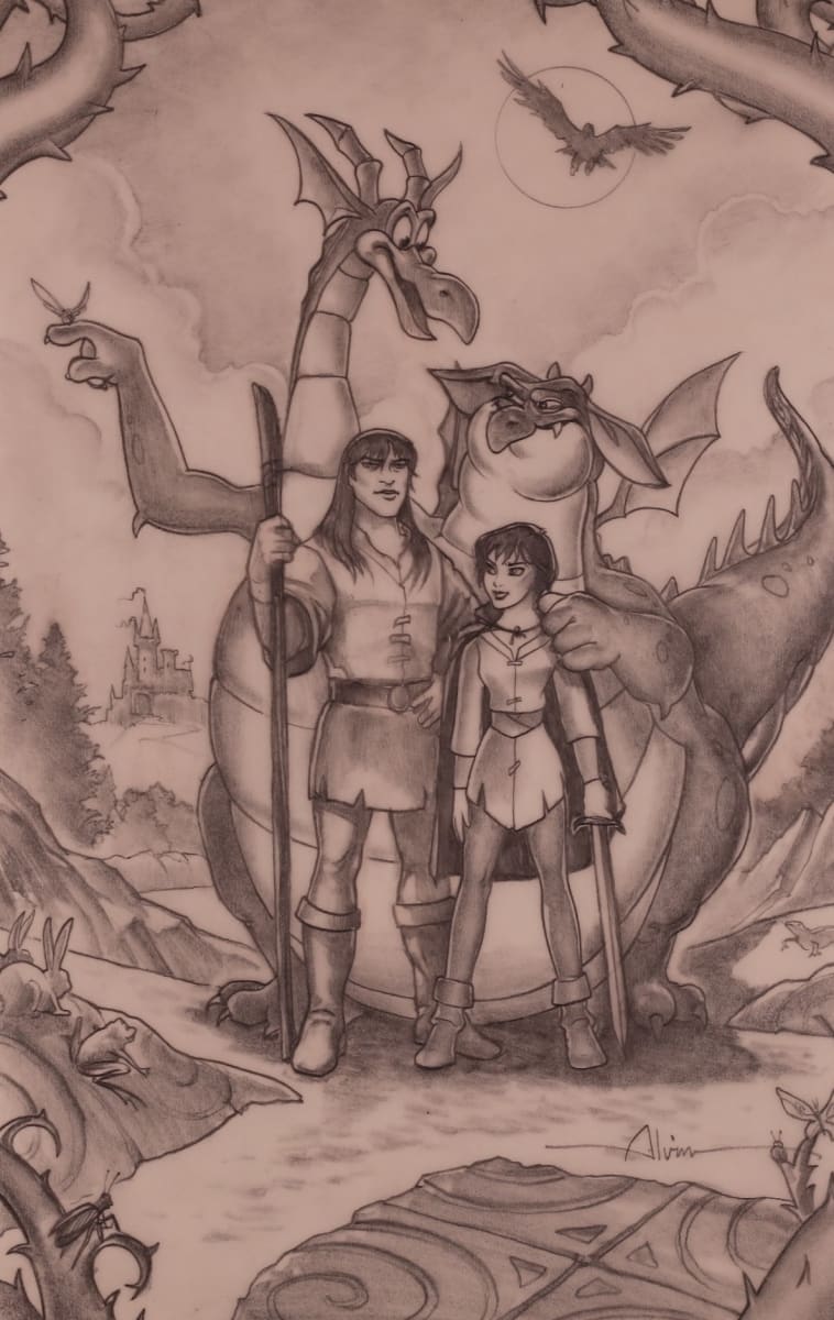 Quest for Camelot Graphite Poster Concept, Close to Finish by John Alvin, Image 2.