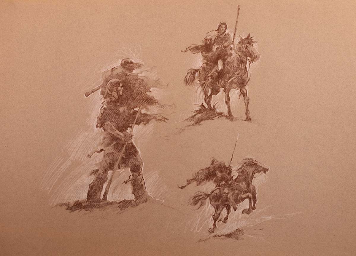 Willow Sepia Original, Frazetta Style Concepts, Willow & Madmortigan by John Alvin, Image 2.