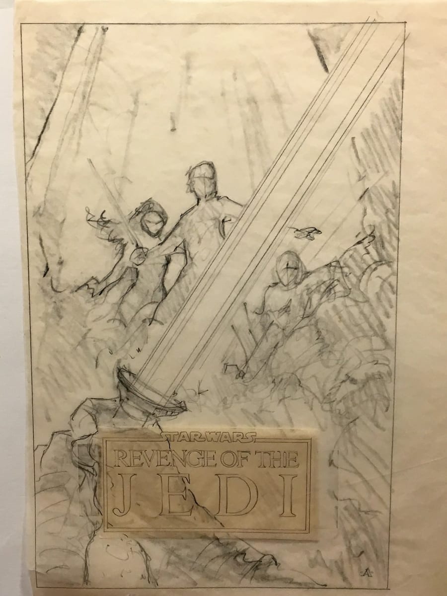 Star Wars Revenge of the Jedi Poster Concept Sketch 3 by John Alvin, Image 1.