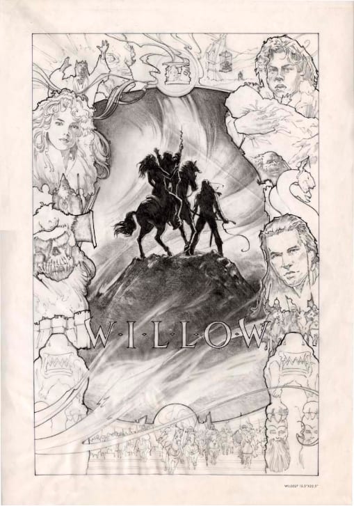 Willow Poster Concept, Three in Silhouette, Collage Surrounding by John Alvin, Image 1.