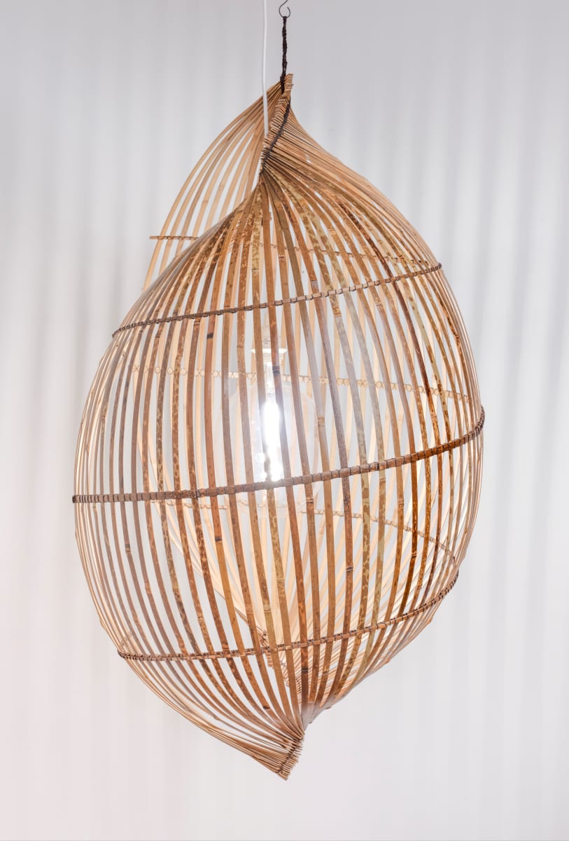 Black Bamboo Spiral Lamp by Charissa 