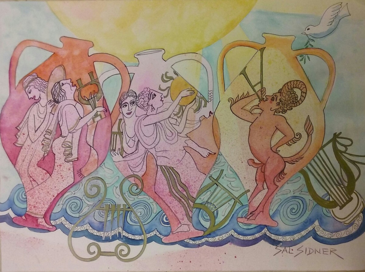 PAN GREEK VASE by SAL SIDNER 