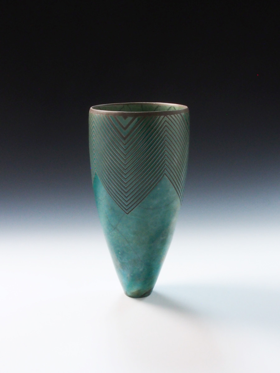 Coil Blue Geometric Vase by BilianaPopova 