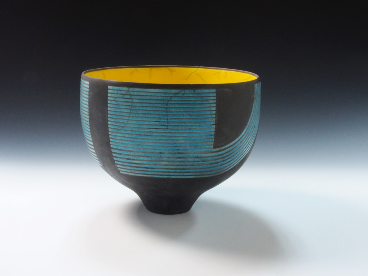 Turquoise & Yellow Graphic Bowl by BilianaPopova 
