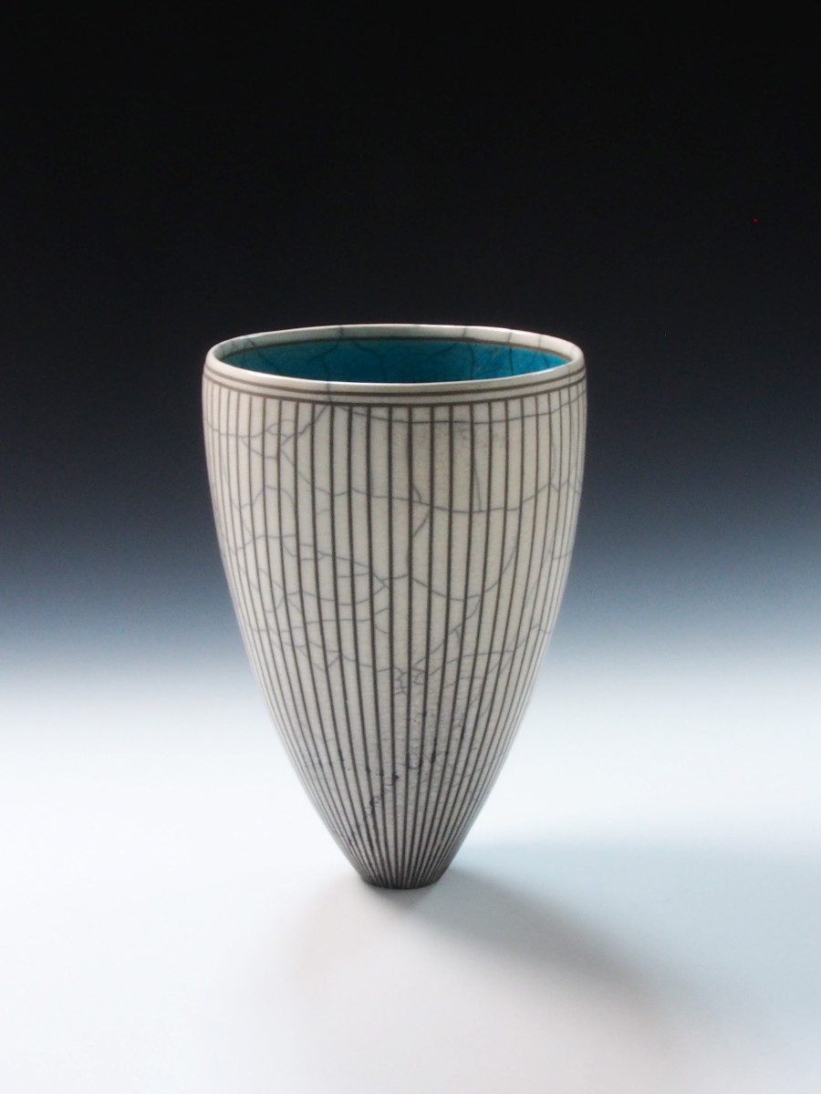 Water Blue Striped Vessel by BilianaPopova 