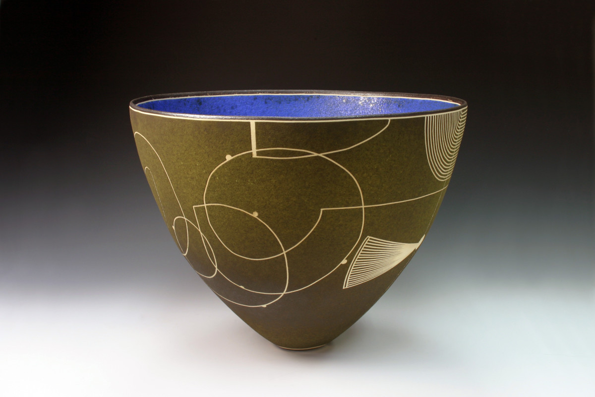 Blue and Green Geometric Bowl by BilianaPopova 