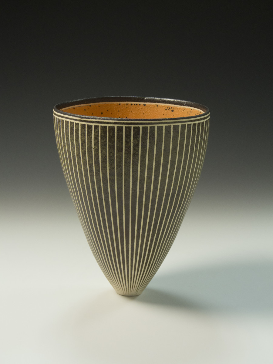 Vertical Stripes Orange Vase by BilianaPopova 