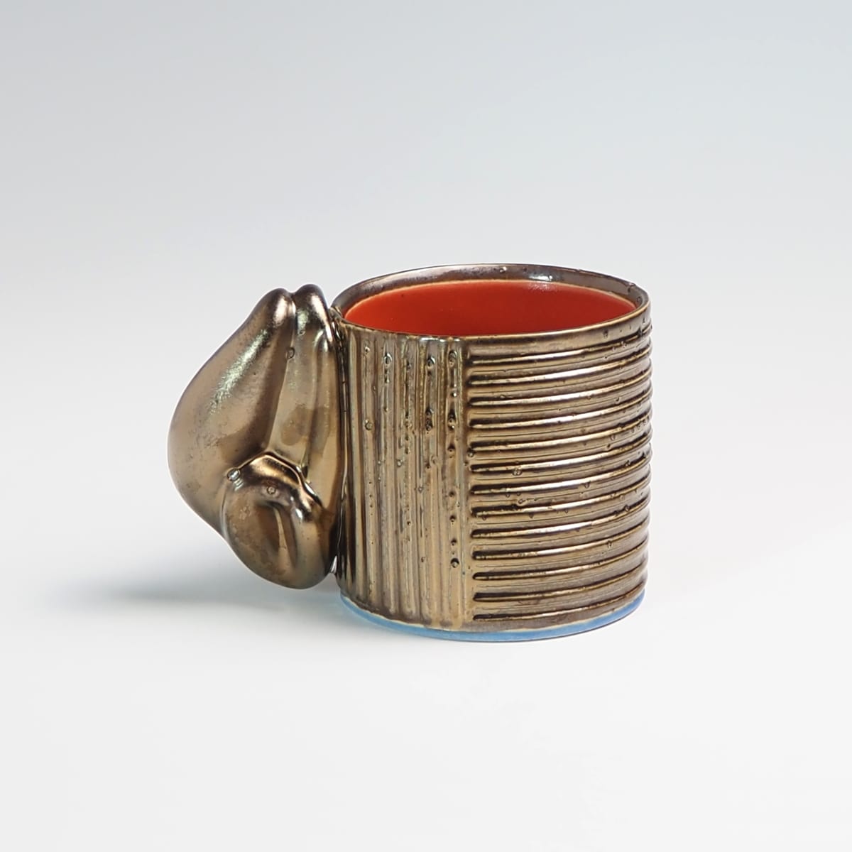Gold Orange Figure Cup with Blue Line by BilianaPopova 