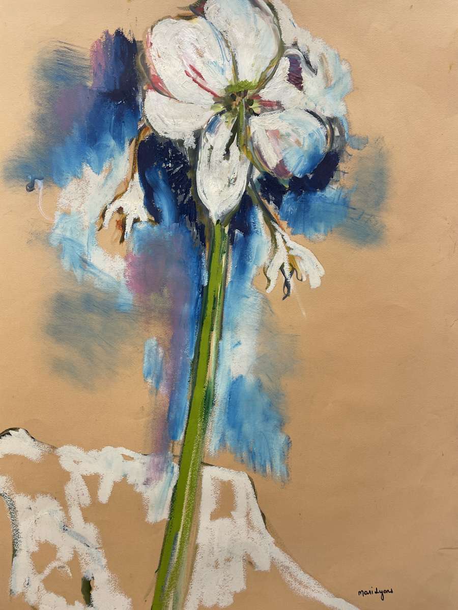 White Blossom on Stem by Mari Lyons, Image 1.