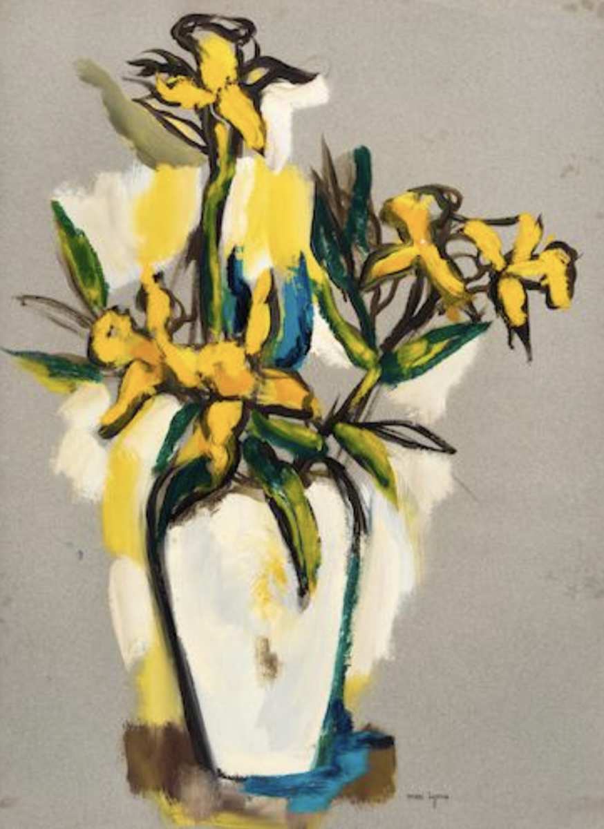 White Vase Marigolds by Mari Lyons, Image 1.