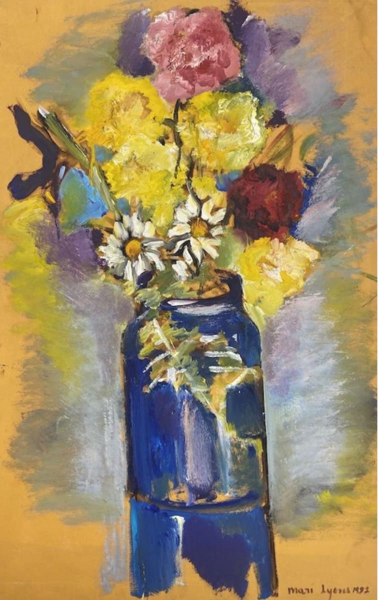 Blue Jar Bouquet by Mari Lyons 