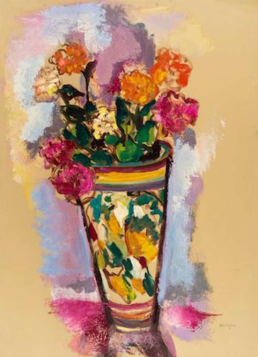 Blossoms in Tall Vase by Mari Lyons, Image 1.