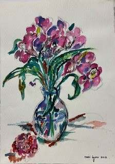 Fallen Flower Bright Vase by Mari Lyons, Image 1.