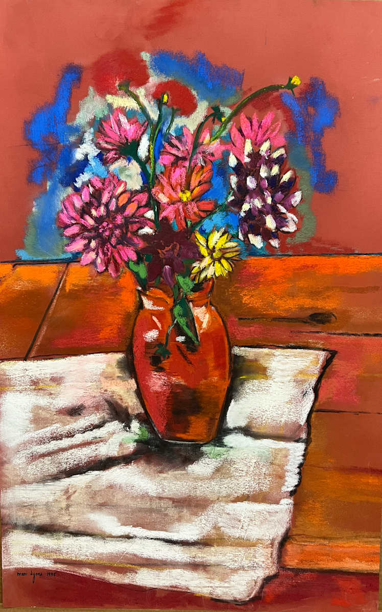 Bright Flowers Red Vase by Mari Lyons, Image 1.