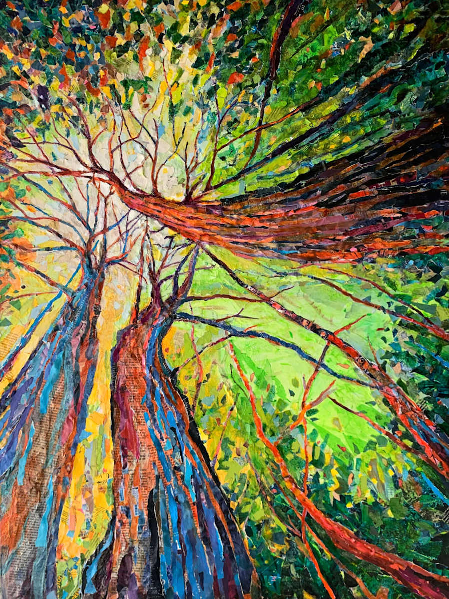 Trees in the Garden of Good and Evil by Keith Morris  Image: 1st Place Creatively Made // Keith mixes the flavors of South Louisiana with paint, paper and canvas to create bold, colorful paintings and collages reflecting what he loves most about life in Louisiana. From quaint New Orleans Shotgun houses to the landscapes of the Felicianas, Keith always seeks to capture light and colors in his own unique way.
