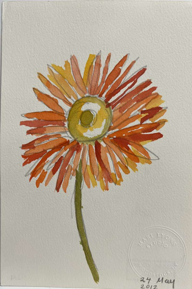 Small Single Orange Flower by Mari Lyons, Image 1.