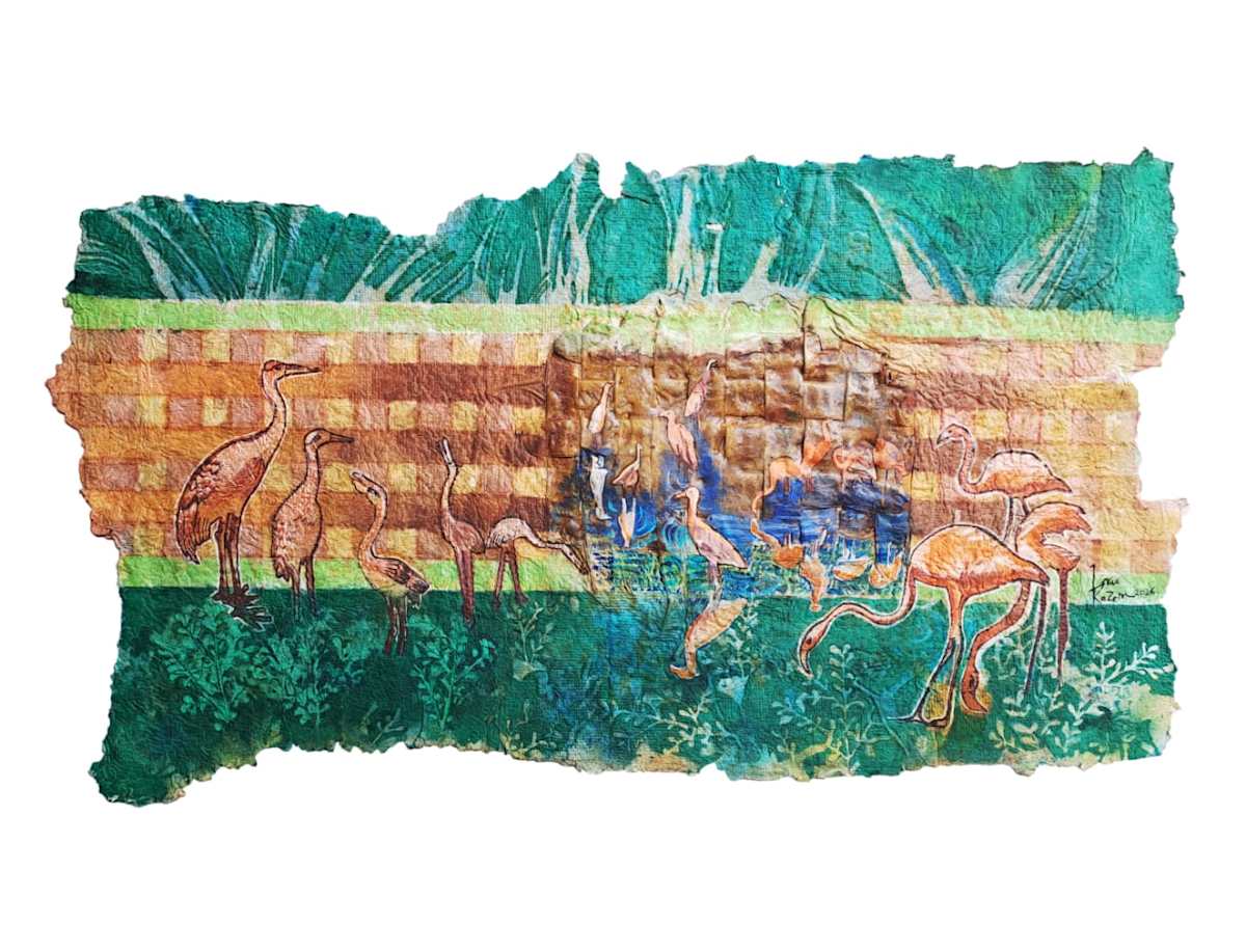 Flamingos Water Reflection by Israa Kazem, Image 1.