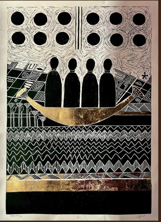 Four men in Boat by Abeer Adel, Image 1.