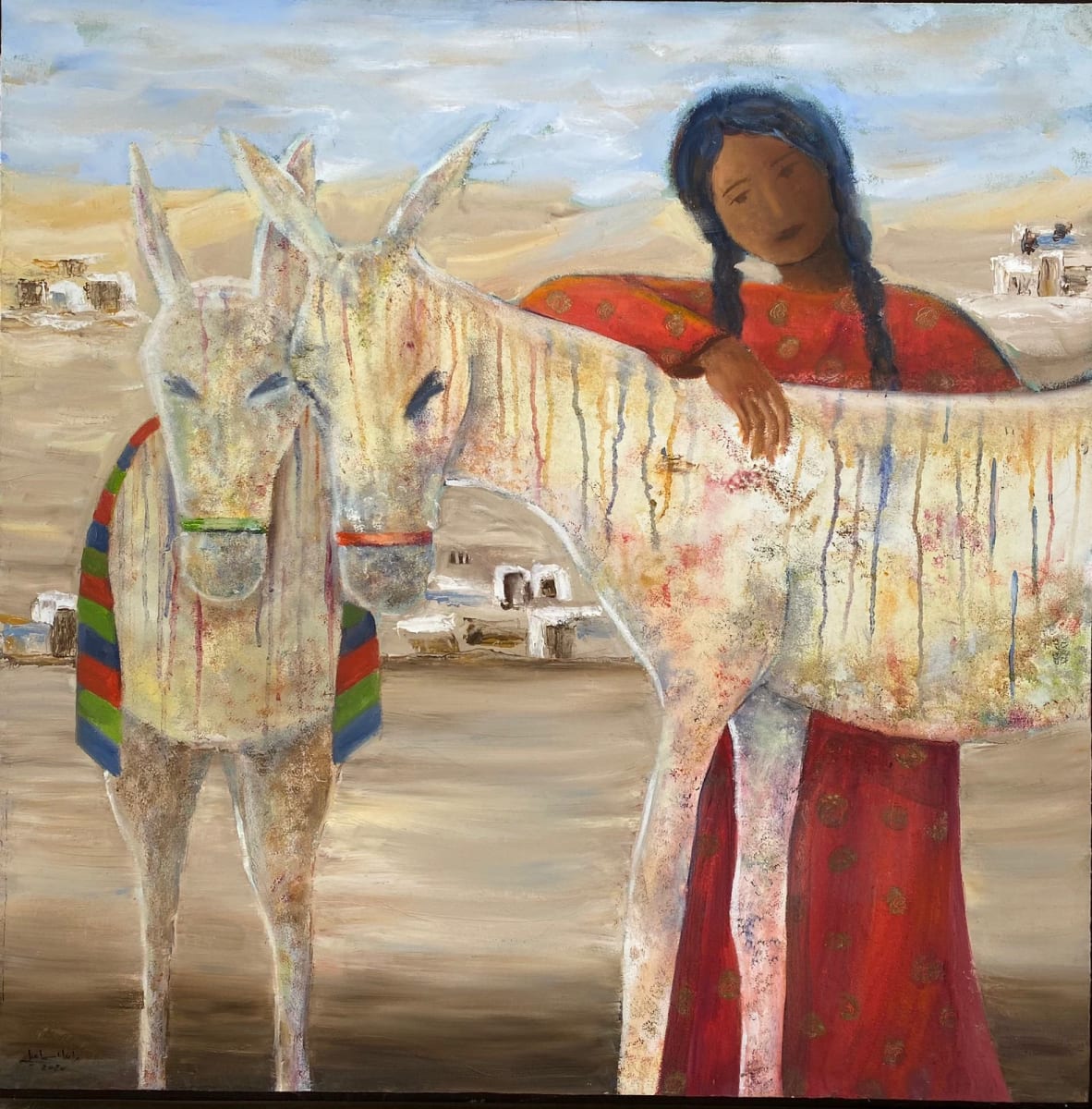 Girl & Two Donkeys by Randa Ismail 